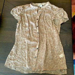 Sheer blouse — brown floral pattern